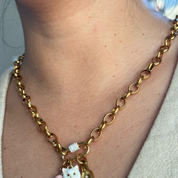 Gold Cat Charm Necklace - Picture 2 of 5